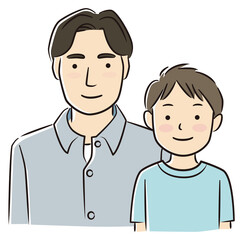 Son and dad upper body vector illustration