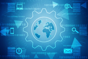 Binary Code Background, Digital Abstract technology background, flowing number one and zero text in binary code format in technology background. Internet Big data Concept