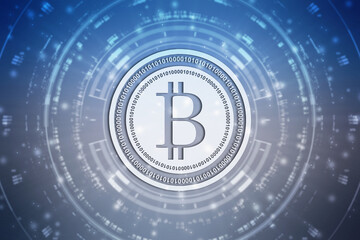 Global Abstract Bitcoin Crypto Currency Blockchain Technology World Map Background Illustration