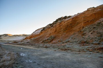 Abbruchkante vom Morsum Kliff im Winter mit Reif bedeckt, Insel Sylt