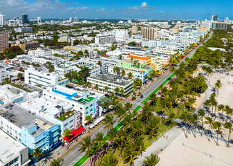 Aerial View, Art Deco District and Lummus Park.Ocean Drive,South Beach.Miami Beach  .Miami...
