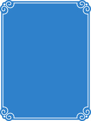 Blue border frame board. Vector background or book page. Simple rectangular billboard, plaque, signboard or label