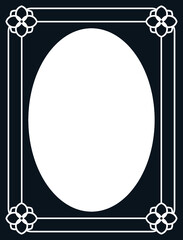 Retro oval photo frame. Vector vintage portrait border 