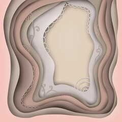 Abstract pink brown paper cut texture background 