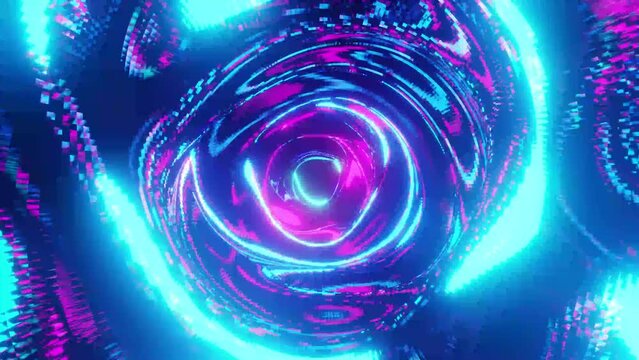 VJ LOOP Abstract pink purple red psychedelic hypnotic vortex tunnel rotation loop. 4K 3D rendering illusion futuristic mesh tunnel seamless loop for music stage, transition, shows, title, intro