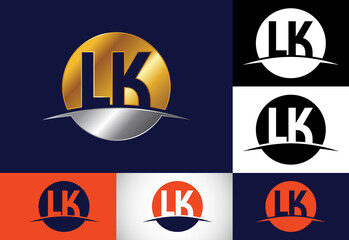 Initial Monogram Letter L K Logo Design Vector Template. LK Letter Logo Design