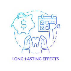 Long-lasting effects blue gradient concept icon. Strenghtening and whitening teeth and enamel abstract idea thin line illustration. Dental costs. Isolated outline drawing. Myriad Pro-Bold font used