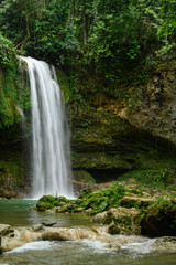 Fototapeta na wymiar Amazing waterfall in tropical jungle wildlife in edem
