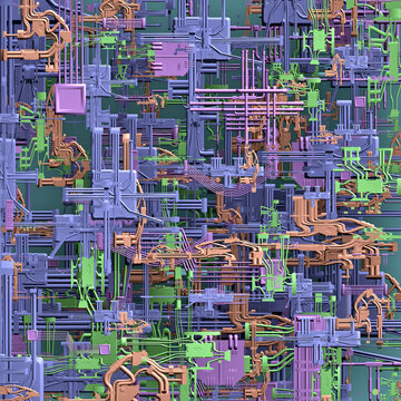 3D Technische Objekte f&uuml;r Banner, Desktophintergrund, Illustration, Karte - Rendering