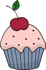 The image of a delicious cake with cherries.