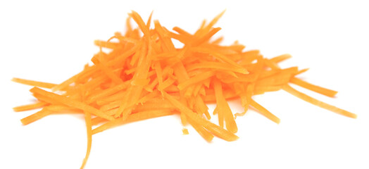Sliced carrots isolated on white background.