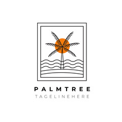 line art palm tree logo vector