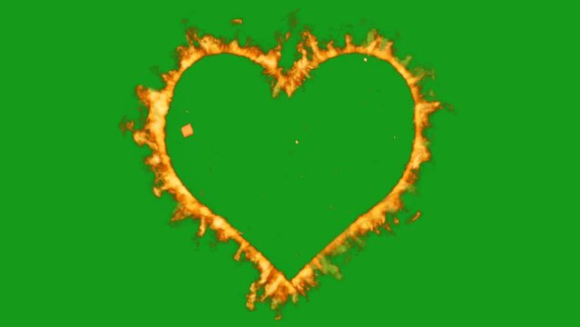 Fire heart green screen motion graphics