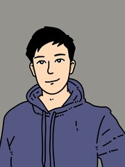 cute man cartoon on gray background