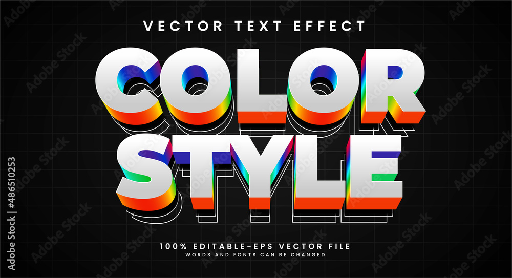 Poster color style editable vector text effect with colorful concept.