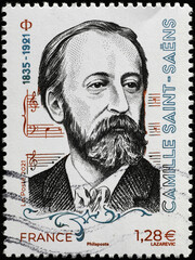 Camille Saint-Saens on french postage stamp