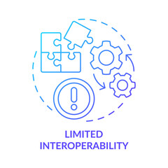 Fototapeta na wymiar Limited interoperability blue gradient concept icon. Network setting difficulties. UCaaS issues abstract idea thin line illustration. Isolated outline drawing. Myriad Pro-Bold fonts used