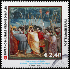 Kiss of Judas by Giotto on postage stamp
