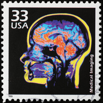 Medical devices to scan the human body on american stamp