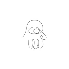 One line Amulet Hamsa symbol. Trendy concept fashion design. Vector illustration