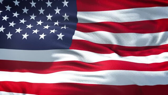 United States flag is waving slow motion in full screen. Loopable 4K resolution animation. Loop ready video file.