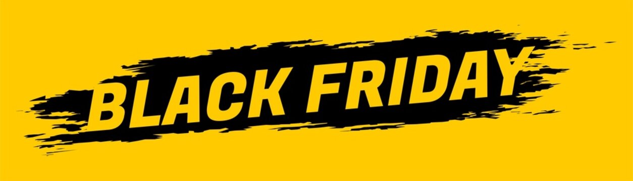 Black friday brush banner vector template. landscape extend to the side. Black Friday Sale Promotion Poster or banner with paper. Promotion and shopping template for Black Friday