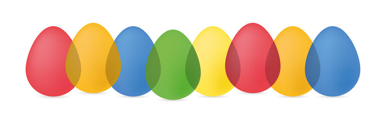 Colorful cute easter eggs. Set of 3d realistic eggs in  celebration ornament. Vector illustration. 