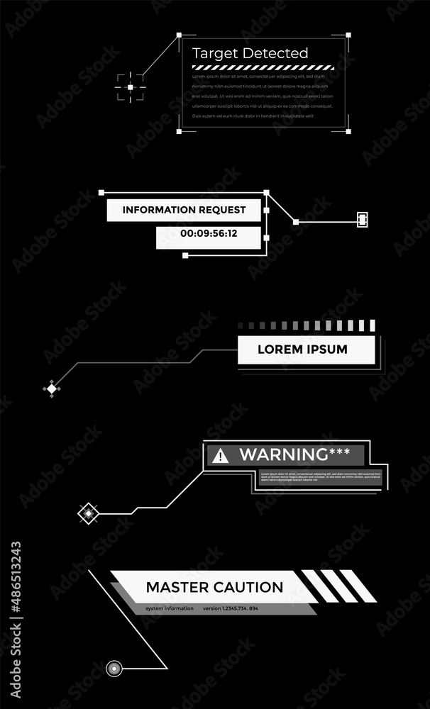 Aufkleber callouts titles banner. futuristic digital line text frame boxes and label emplate set. pop-up or de