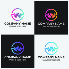 w w initial modern gradient monogram logo template