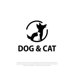 Pet shop cat dog logo, vet, animal health illustration, design template