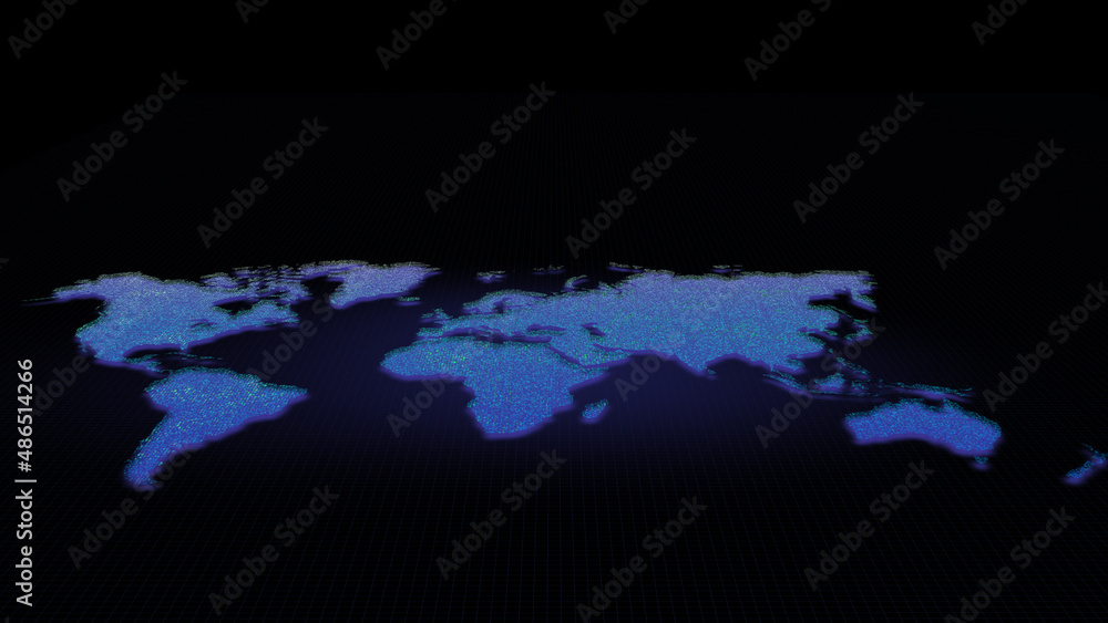 Poster Futuristic global map continents, cartography in abstract particles illustration. World map element of this clip furnished by NASA
