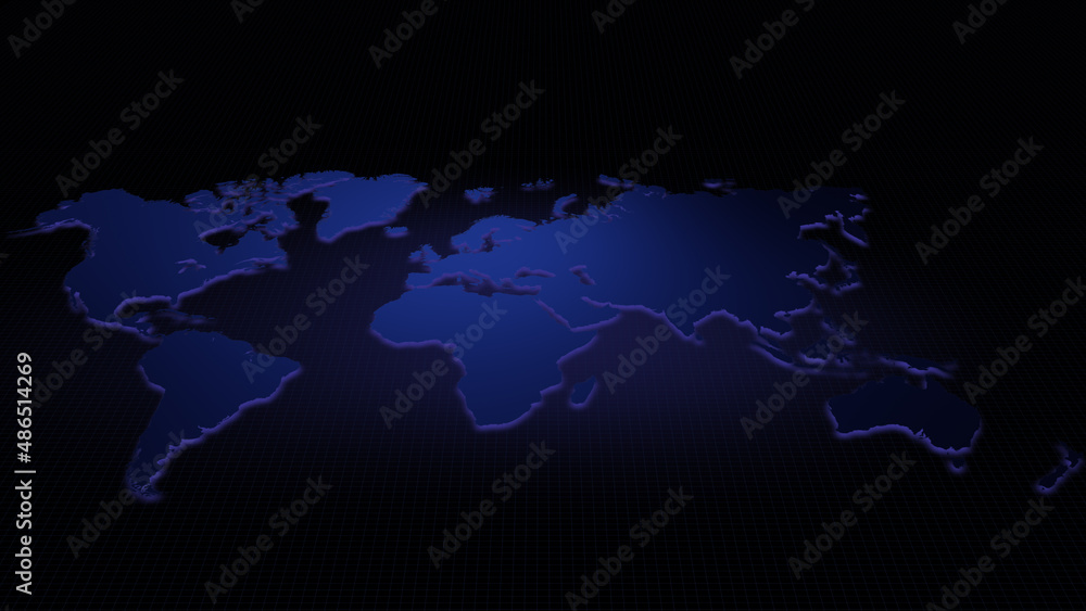 Aufkleber futuristic global map continents, cartography in abstract particles illustration. world map element 