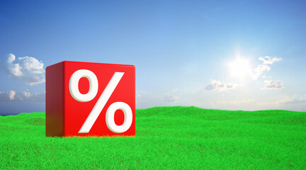 sale percent symbol in front of background - 3D Illustration