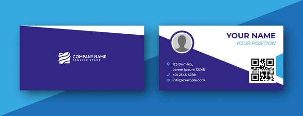 Blue business card design template. clean and modern design style . vector illustration