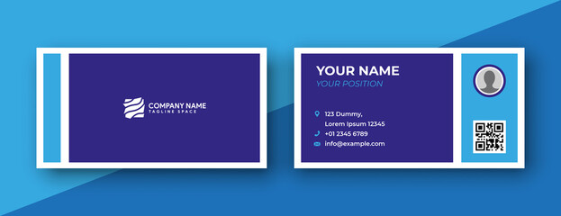 Blue business card design template. clean and modern design style . vector illustration