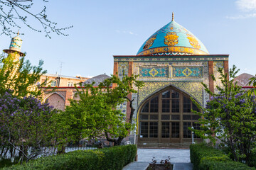 View of the facade of the historic 