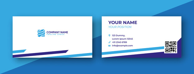Blue business card design template. clean and modern design style . vector illustration
