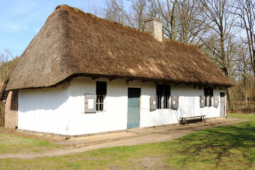 Fototapeta na wymiar old white farmhouse in Bokrijk, Belgium