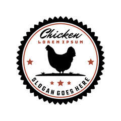 Fototapeta na wymiar Chicken silhouette badge logo