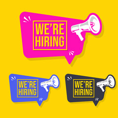 We are hiring announcement banner with megaphone
