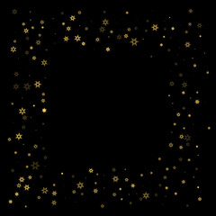 Falling Snow flakes golden pattern Holiday Vector