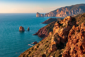 Sardegna, costa e faraglioni di Nebida, nell'Iglesiente, Italia, Europa 