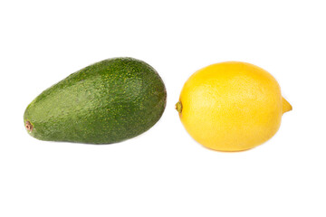 lemon isolated on white background. Tropical fruits. view from above