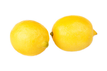 lemon isolated on white background. Tropical fruits. view from above