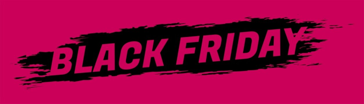 Black friday brush banner vector template. landscape extend to the side. Black Friday Sale Promotion Poster or banner with paper. Promotion and shopping template for Black Friday pink