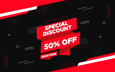 Special discount sale banner with editable text effect