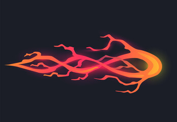 Cartoon laser gun beam. Futuristic shot effect. Blaster attack. Alien combat weapon rays. Destructive plasma flow. Vector game element. Bomb explosion