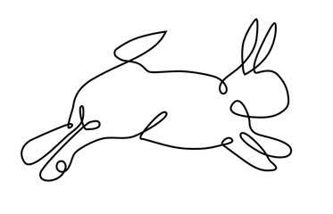 Jumping rabbit with a outline, silhouette logo