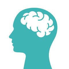 Human head with brain. Head with brain isolated on background. Vector stock.