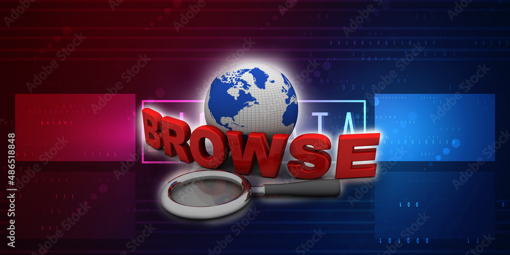 Poster 3d rendering illustration browse concept